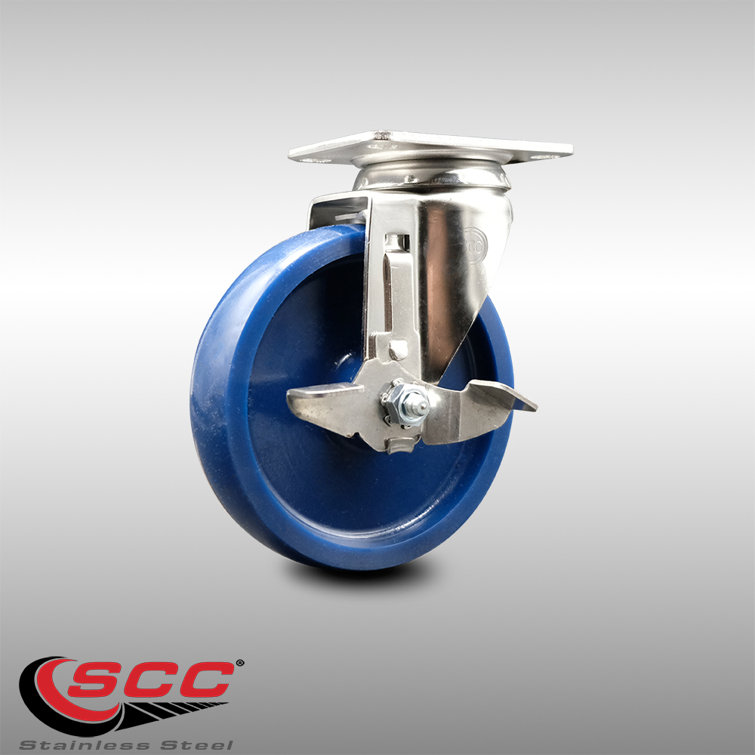 Service Caster Solid Polyurethane Swivel Top Plate Caster with Brake